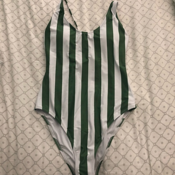 Cupshe Other - Green striped one piece bathing suit